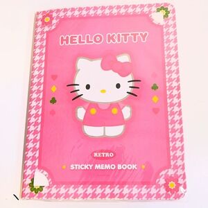 Sanrio OS Hello Kitty Retro Sticky Memo Book Pink Houndstooth Y2K Stationery